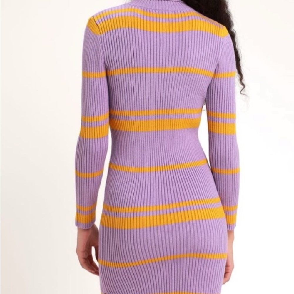 Anthropologie Lavender and Mustard Striped Dress - Picture 3 of 7